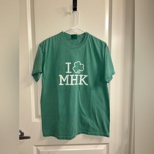 Comfort Colors Green Tee with Shamrock fake patties day manhattan Kansas